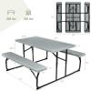 Giantex Folding Picnic Table Bench Set, Outdoor Dining Table Set, Large Camping Table for Patio Deck Lawn Garden Backyard Poolside, Portable Picnic Tables, Weather Resistant Metal Frame, Black(Grey)