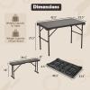 Giantex Folding Picnic Table Bench Set, Rectangular Patio Dining Table Set for 4, with HDPE Tabletop, Metal Frame, Space-Saving and Portable for Camping Party Dining BBQ (Black)(Black)