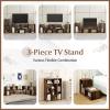 Giantex Free-Combination TV Stand for Bedroom – Entertainment Center for 50 55 60 65 Inch TV, 3-Piece Media Console Table with Storage Cubes, Deformable Open Storage Bookcase Shelf (White)(Brown)