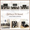 Giantex Free-Combination TV Stand for Bedroom – Entertainment Center for 50 55 60 65 Inch TV, 3-Piece Media Console Table with Storage Cubes, Deformable Open Storage Bookcase Shelf (White)(Black Wood Grain)