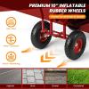 Giantex Garden Cart, Rolling Workseat with 4 Wheels, Tool Tray, Removable Cushion, Storage Basket, 2 Handles, Adjustable Height & 360 Swivel Work Seat, Gardening Stool for Patio Lawn Garden Yard(Red & Black)