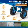 Giantex Garden Cart, Rolling Workseat with 4 Wheels, Tool Tray, Removable Cushion, Storage Basket, 2 Handles, Adjustable Height & 360 Swivel Work Seat, Gardening Stool for Patio Lawn Garden Yard(Blue & Black)