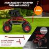 Giantex Garden Cart, Rolling Workseat with 4 Wheels, Tool Tray, Removable Cushion, Storage Basket, 2 Handles, Adjustable Height & 360 Swivel Work Seat, Gardening Stool for Patio Lawn Garden Yard(Red & Black)