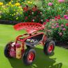 Giantex Garden Cart with Seat, Rolling Garden Seat with Wheels, Tools Basket, 360 Swivel Gardening Workseat, Adjustable Height, Wagon Scooter for Patio Lawn Yard, Outdoor Steerable Stool (Green)(Red)