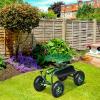 Giantex Garden Cart with Seat, Rolling Garden Seat with Wheels, Tools Basket, 360 Swivel Gardening Workseat, Adjustable Height, Wagon Scooter for Patio Lawn Yard, Outdoor Steerable Stool (Green)(Green)
