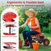 Giantex Garden Cart with Seat, Rolling Garden Seat with Wheels, Tools Basket, 360 Swivel Gardening Workseat, Adjustable Height, Wagon Scooter for Patio Lawn Yard, Outdoor Steerable Stool (Green)(Red)