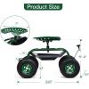 Giantex Garden Cart with Seat, Rolling Garden Seat with Wheels, Tools Basket, 360 Swivel Gardening Workseat, Adjustable Height, Wagon Scooter for Patio Lawn Yard, Outdoor Steerable Stool (Green)(Green)