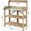 Giantex Garden Potting Bench, Galvanized Steel Top, 6 Hooks, 2 Tier Storage Shelves, Wood Workstation for Indoor Outdoor Gardening Planting Garage Tools, Potted Plant, Worktable 41.5″x19.5″x48″