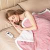 Giantex Heated Blanket Throw, 60” x 50”, 10 Heating Levels, 9H Timer Auto Shut Off, Overheat Protection, Machine Washable (Black+White)(Pink)