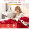 Giantex Heated Electric Blanket Throw, Reversible Flannel & Sherpa Fleece Blanket with 10 Heat Levels, 9 Hours Auto Shut-Off, Overheat Protection, 50” X 60” Machine Washable, Heating Blanket(Red)(Red)