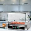 Giantex Hot Dog Roller Machine, 7 Non-Stick Rollers 18 Hot Dog Sausage Grill Cooker Machine with Removable Stainless Steel Drip Tray and Glass Hood Cover, Commercial Household Hot Dog Rotisserie(23”Lx19”Wx17”H)