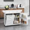 Giantex Kitchen Island Cart with Hidden Tilt Out Trash Can Cabinet, Drop Leaf, 2 Drawers, Towel Rack, Rolling Mobile Breakfast Bar Table, Wood Kitchen Storage Cart on Wheels (White & Natural)(White & Natural)