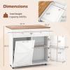 Giantex Kitchen Island Cart with Hidden Tilt Out Trash Can Cabinet, Drop Leaf, 2 Drawers, Towel Rack, Rolling Mobile Breakfast Bar Table, Wood Kitchen Storage Cart on Wheels (White & Natural)(White & Natural)