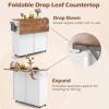 Giantex Kitchen Island Cart with Hidden Tilt Out Trash Can Cabinet, Drop Leaf, 2 Drawers, Towel Rack, Rolling Mobile Breakfast Bar Table, Wood Kitchen Storage Cart on Wheels (White & Natural)(White & Natural)