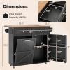 Giantex Kitchen Island Cart with Hidden Tilt Out Trash Can Cabinet, Drop Leaf, 2 Drawers, Towel Rack, Rolling Mobile Breakfast Bar Table, Wood Kitchen Storage Cart on Wheels (White & Natural)(Black & Natural)