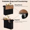 Giantex Kitchen Island Cart with Hidden Tilt Out Trash Can Cabinet, Drop Leaf, 2 Drawers, Towel Rack, Rolling Mobile Breakfast Bar Table, Wood Kitchen Storage Cart on Wheels (White & Natural)(Black & Natural)
