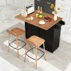 Giantex Kitchen Island Cart with Hidden Tilt Out Trash Can Cabinet, Drop Leaf, 2 Drawers, Towel Rack, Rolling Mobile Breakfast Bar Table, Wood Kitchen Storage Cart on Wheels (White & Natural)(Black & Natural)