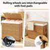 Giantex Laundry Hamper with Wheels and Lid, 125L Rattan Clothes Hamper with 2 Removable Liner Bags & Handle, 3-Section Foldable Laundry Sorter, Rolling Wicker Laundry Basket for Bathroom(Black)(Natural)