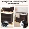 Giantex Laundry Hamper with Wheels and Lid, 125L Rattan Clothes Hamper with 2 Removable Liner Bags & Handle, 3-Section Foldable Laundry Sorter, Rolling Wicker Laundry Basket for Bathroom(Black)(Brown)