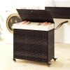 Giantex Laundry Hamper with Wheels and Lid, 125L Rattan Clothes Hamper with 2 Removable Liner Bags & Handle, 3-Section Foldable Laundry Sorter, Rolling Wicker Laundry Basket for Bathroom(Black)(Brown)