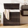 Giantex Laundry Hamper with Wheels and Lid, 125L Rattan Clothes Hamper with 2 Removable Liner Bags & Handle, 3-Section Foldable Laundry Sorter, Rolling Wicker Laundry Basket for Bathroom(Black)(Brown)