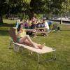 Giantex Lounge Chair Chaise Lounger, Beach Recliner with Mattress, 4 Adjustable Reclining Position, Pillow, Side Pocket for Beach, Sunbathing, Patio, Pool, Lawn, Deck Folding Camping Cot (1, Beige)(Beige)