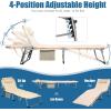 Giantex Lounge Chair Chaise Lounger, Beach Recliner with Mattress, 4 Adjustable Reclining Position, Pillow, Side Pocket for Beach, Sunbathing, Patio, Pool, Lawn, Deck Folding Camping Cot (1, Beige)(Beige)