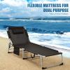 Giantex Lounge Chair Chaise Lounger, Beach Recliner with Mattress, 4 Adjustable Reclining Position, Pillow, Side Pocket for Beach, Sunbathing, Patio, Pool, Lawn, Deck Folding Camping Cot (1, Beige)(Black)