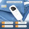 Giantex Massage Table Warmer, Electric Heated Mattress Pad, Heating Pad with Low-Voltage, 5 Modes Temper Control and Timer, Fast Heating, Detachable Connector, Warmer Bed Toppers, Grey(Blue + White)