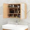 Giantex Medicine Cabinet, Bathroom Medicine Cabinet with Mirror, Reversible Double Door, 2 Adjustable Shelves, Bamboo Vanity Mirror Cabinet for Entryway, Living Room, Bathroom Wall Cabinet, Natural