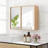 Giantex Medicine Cabinet, Bathroom Medicine Cabinet with Mirror, Reversible Double Door, 2 Adjustable Shelves, Bamboo Vanity Mirror Cabinet for Entryway, Living Room, Bathroom Wall Cabinet, Natural