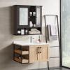 Giantex Medicine Cabinet, Bathroom Wall Cabinet with 2 Mirrored Doors, Adjustable Shelf, Open Compartment, Wall Mounted Cabinet, Over The Toilet Storage Cabinet, 22″ x 5″ x 23″ Cupboard (Grey)(Brown)