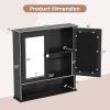 Giantex Medicine Cabinet, Bathroom Wall Cabinet with 2 Mirrored Doors, Adjustable Shelf, Open Compartment, Wall Mounted Cabinet, Over The Toilet Storage Cabinet, 22″ x 5″ x 23″ Cupboard (Grey)(Black)