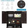 Giantex Medicine Cabinet, Bathroom Wall Cabinet with 2 Mirrored Doors, Adjustable Shelf, Open Compartment, Wall Mounted Cabinet, Over The Toilet Storage Cabinet, 22″ x 5″ x 23″ Cupboard (Grey)(Brown)
