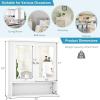 Giantex Medicine Cabinet, Bathroom Wall Cabinet with 2 Mirrored Doors, Adjustable Shelf, Open Compartment, Wall Mounted Cabinet, Over The Toilet Storage Cabinet, 22″ x 5″ x 23″ Cupboard (Grey)(White)