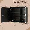 Giantex Medicine Cabinet, Bathroom Wall Cabinet with Mirror Door, 2 Adjustable Shelves, 2 Open Shelves, Vanity Mirrored Cabinet, Over The Toilet Storage Cabinet for Laundry Room Entryway, White(Black)