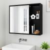 Giantex Medicine Cabinet, Bathroom Wall Cabinet with Mirror Door, 2 Adjustable Shelves, 2 Open Shelves, Vanity Mirrored Cabinet, Over The Toilet Storage Cabinet for Laundry Room Entryway, White(Black)