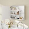 Giantex Medicine Cabinet, Bathroom Wall Cabinet with Mirror Door, 2 Adjustable Shelves, 2 Open Shelves, Vanity Mirrored Cabinet, Over The Toilet Storage Cabinet for Laundry Room Entryway, White(White)