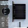 Giantex Medicine Cabinet Mirror, 20×30” Bathroom Cabinet with Beveled Mirror, Adjustable Shelves, Rounded Rectangle Frame, 2 Installation Method, Recessed Wall Cabinet, Wall Mount Cabinet, Matt Black