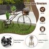 Giantex Metal Bicycle Planter, 3 Tier Tricycle Flower Plant Stand w/ 3 Decorative Wheels, Parisian Style Flower Display Stand Cart for Home Decor Patio Garden Flower Shop Indoor Outdoor(Bronze)