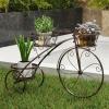 Giantex Metal Bicycle Planter, 3 Tier Tricycle Flower Plant Stand w/ 3 Decorative Wheels, Parisian Style Flower Display Stand Cart for Home Decor Patio Garden Flower Shop Indoor Outdoor(Bronze)