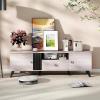 Giantex Mid Century Modern TV Stand for 65-80 Inch TV, Large Entertainment Center with Storage Drawer, 2 Side Cabinet &Open Shelf, Wood TV Console Table for Bedroom, Living Room