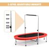 Giantex Mini Trampoline, 2 Persons Foldable Fitness Trampoline w/ 5 Levels Height Adjustable Handle, Max Load 330LBS, Indoor Oval Rebounder Exercise Trampoline for Adult, Kid, Enjoy Parent-child Time