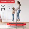 Giantex Mini Trampoline, 2 Persons Foldable Fitness Trampoline w/ 5 Levels Height Adjustable Handle, Max Load 330LBS, Indoor Oval Rebounder Exercise Trampoline for Adult, Kid, Enjoy Parent-child Time