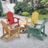 Giantex Outdoor Adirondack Chair – Oversized Patio Chairs w/Hidden Cup Holder, Realistic Wood Grain, 380 LBS Weight Capacity, Weather Resistant Firepit Chairs for Backyard, Garden (4, Black)(Teak)