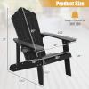 Giantex Outdoor Adirondack Chair – Oversized Patio Chairs w/Hidden Cup Holder, Realistic Wood Grain, 380 LBS Weight Capacity, Weather Resistant Firepit Chairs for Backyard, Garden (4, Black)(Black)