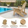 Giantex Outdoor Adirondack Chair – Oversized Patio Chairs w/Hidden Cup Holder, Realistic Wood Grain, 380 LBS Weight Capacity, Weather Resistant Firepit Chairs for Backyard, Garden (4, Black)(Teak)