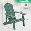 Giantex Outdoor Adirondack Chair – Oversized Patio Chairs w/Hidden Cup Holder, Realistic Wood Grain, 380 LBS Weight Capacity, Weather Resistant Firepit Chairs for Backyard, Garden (4, Black)(Dark Green)