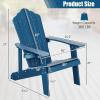 Giantex Outdoor Adirondack Chair – Oversized Patio Chairs w/Hidden Cup Holder, Realistic Wood Grain, 380 LBS Weight Capacity, Weather Resistant Firepit Chairs for Backyard, Garden (4, Black)(Navy)