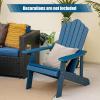 Giantex Outdoor Adirondack Chair – Oversized Patio Chairs w/Hidden Cup Holder, Realistic Wood Grain, 380 LBS Weight Capacity, Weather Resistant Firepit Chairs for Backyard, Garden (4, Black)(Navy)